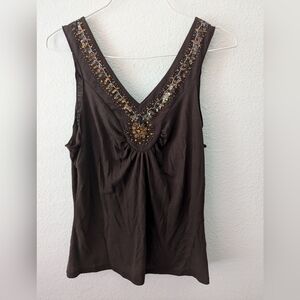 George Women's Brown Beaded Tank